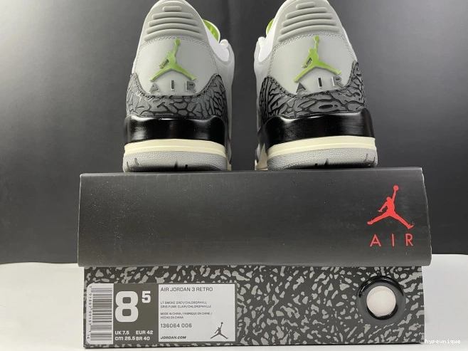 HYPE Air Chlorophyll Retro 3 Jordan 136064-006 0801